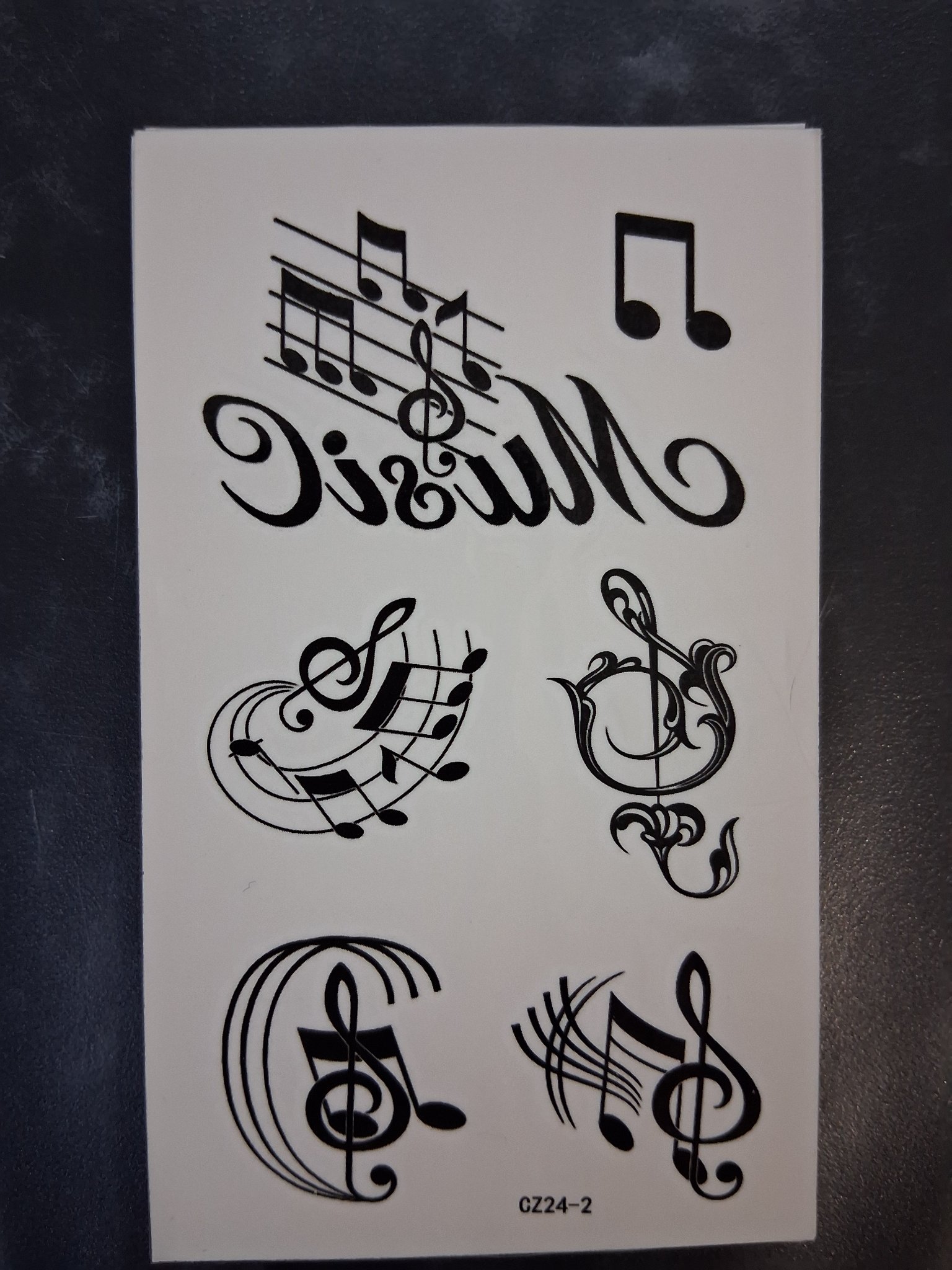 Temporary Tattoo — 39H Music Symbols 7-Pack (CZ24-2)